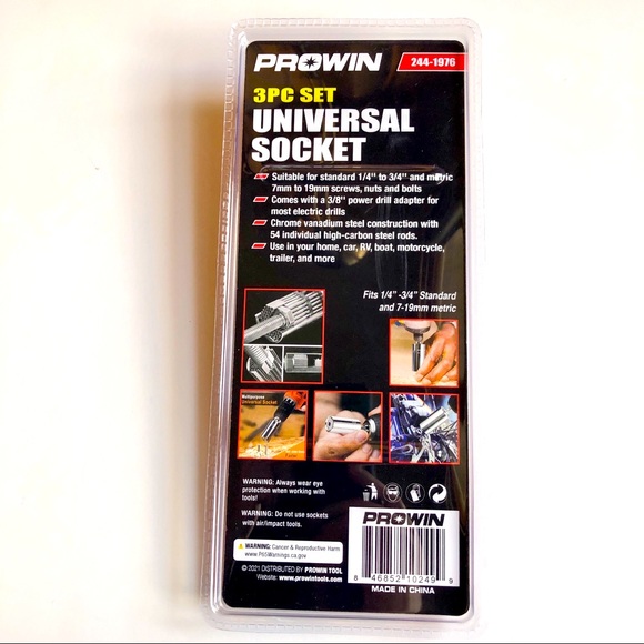 NEW 3/8" Drive Ratchet Handle Wrench, Universal Socket & Drill Adapter 3PC Set - Picture 7 of 16